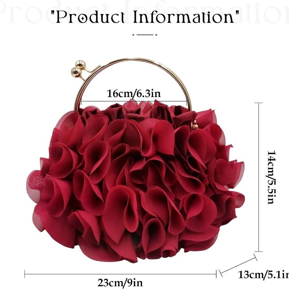 Women Evening Clutch Bag Satin Floral Chain Prom Wedding Party Purse - Picture 2 of 7